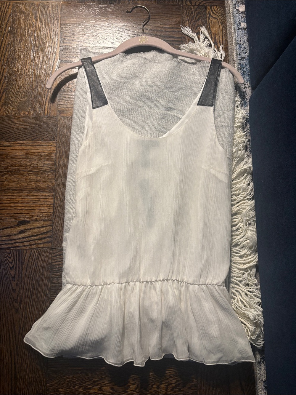 Aqua Lux White Top with Black Leather Strap Detail